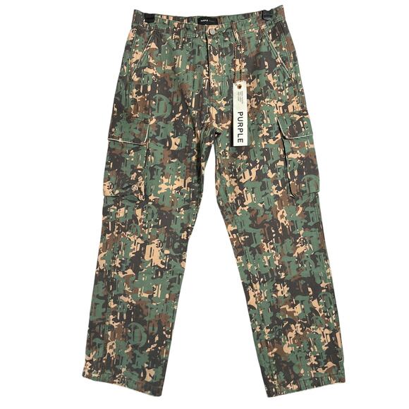 NEW Purple Brand Twill Cargo Pant Size M Camo Multiple Pockets 100% Cotton NWT - Picture 1 of 13
